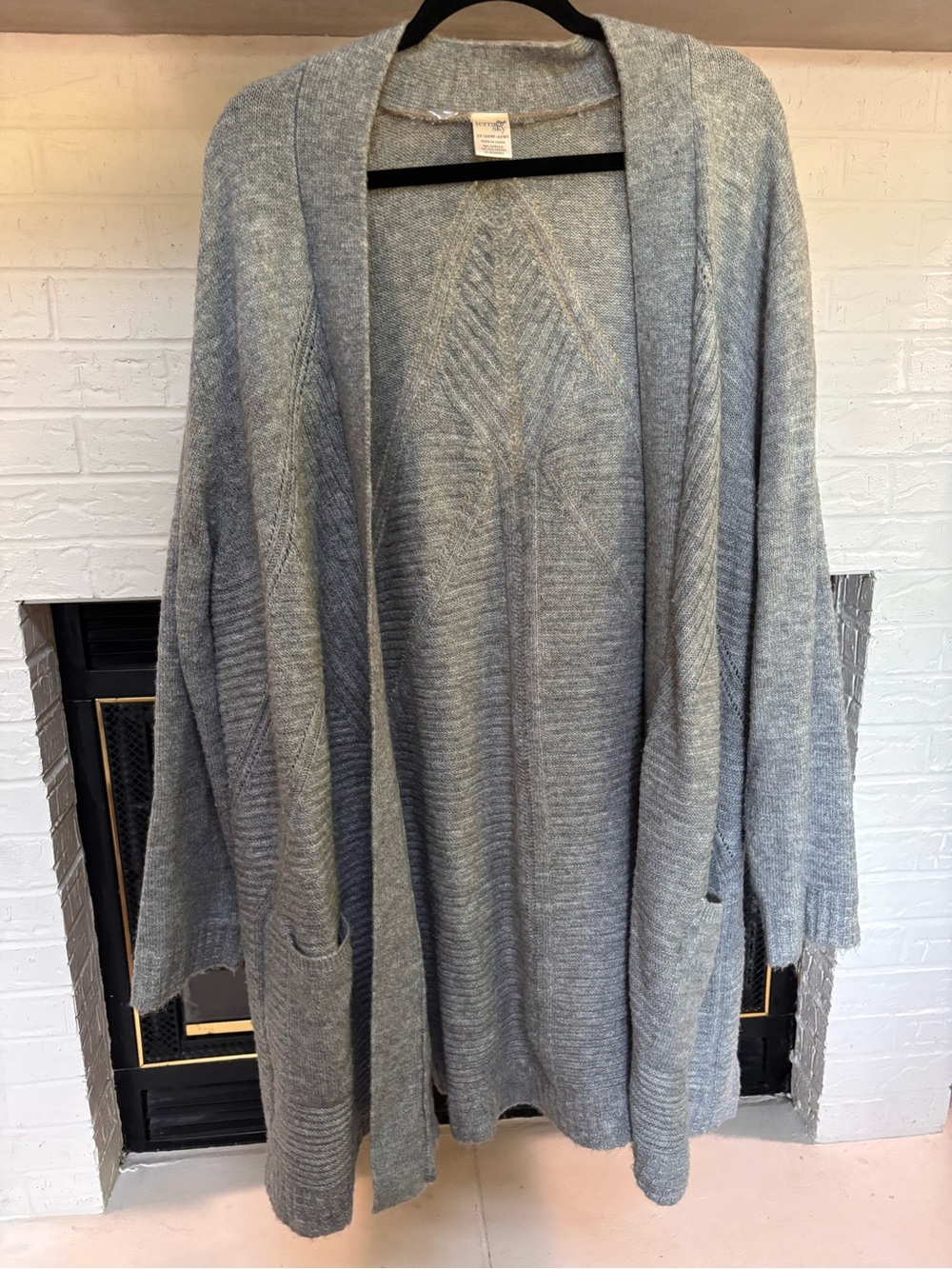 Terra & Sky Heather Gray Open-Front Knit Cardigan
